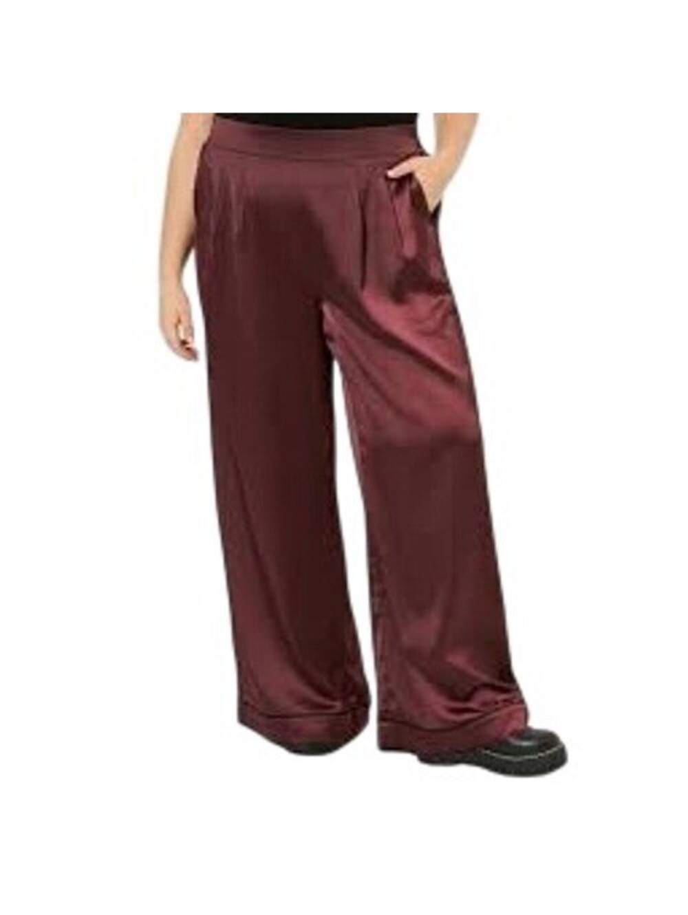 Torrid Women's Burgundy Wide Leg Streaky Satin High Rise Pants Size 1R (16/18)